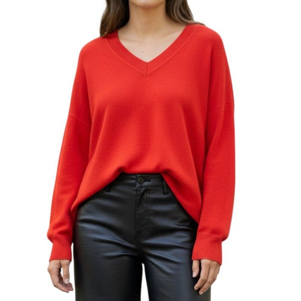 On 34th Women's Red V-Neck Dropped-Shoulder Sweater, MACY'S! New! Size XL - Picture 5 of 10